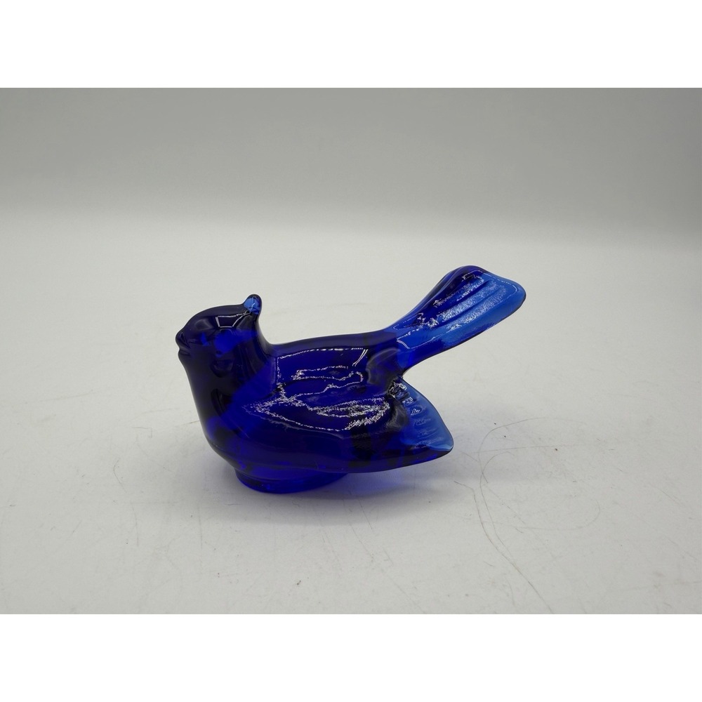 💙 Mosser Art Glass Mini Blue Bird Shelf Sitter – 3" Figurine 🐦 Made in USA